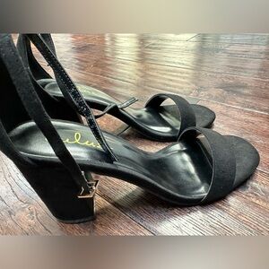 Lulu's Black Suede Women's Heeled Sandals